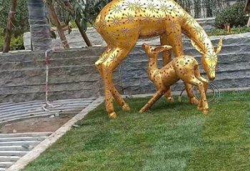 小鹿雕塑展品，透雕工藝，戶外鏤空小鹿雕塑精品