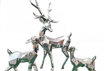 幾何小鹿雕塑制造商，動物擺件，切面小鹿雕塑定制