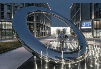 操場(chǎng)圓環(huán)雕塑，鏤空景觀雕塑，噴砂制造