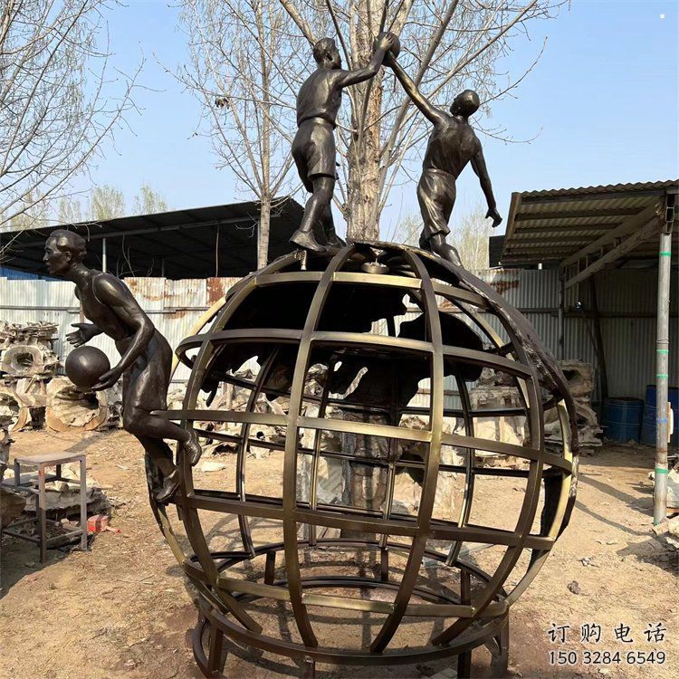 地球儀雕塑系列，城市裝飾，烤漆地球儀人物雕塑優選