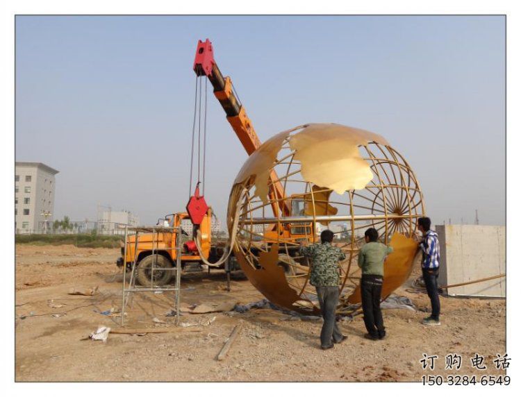 地球儀雕塑安裝，標識雕塑，烤漆地球儀雕塑優(yōu)選