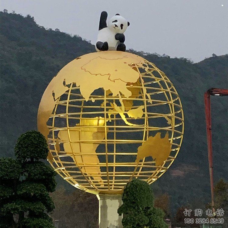 地球儀雕塑常用，鋼管組合，景觀烤漆地球儀雕塑生產