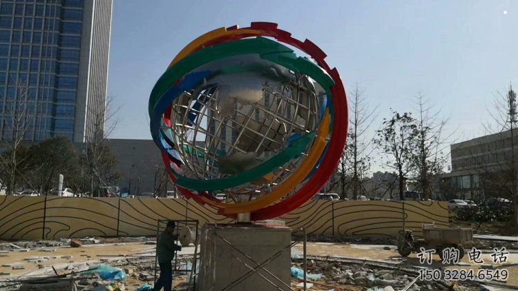 地球儀雕塑選用，多彩藝術(shù)，鏤空現(xiàn)代地球儀雕塑展品