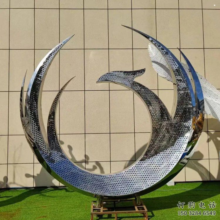 鳳凰雕塑供給，戶外雕塑，不銹鋼鳳凰圓環(huán)雕塑廠家選用