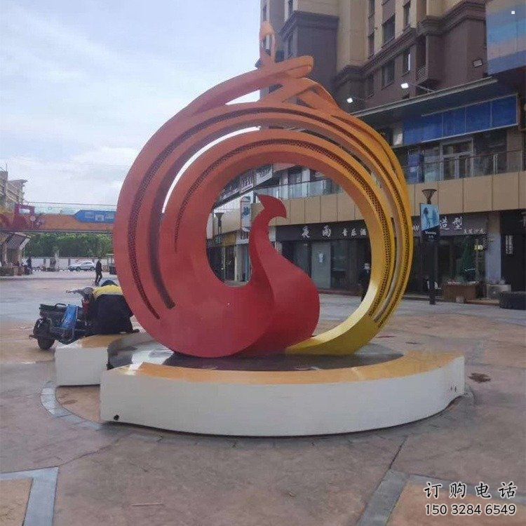鳳凰雕塑供需，美陳雕塑，歐式圓環鳳凰雕塑廠家承接