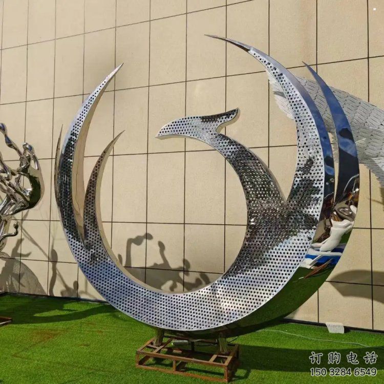 鳳凰雕塑精品，景觀概念，不銹鋼鳳凰圓環雕塑通用
