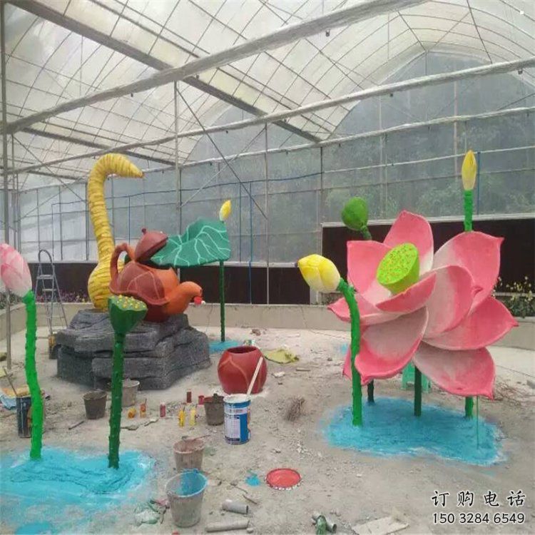 雕塑荷花景觀制造，街景小品，景觀仿真荷花雕塑優價
