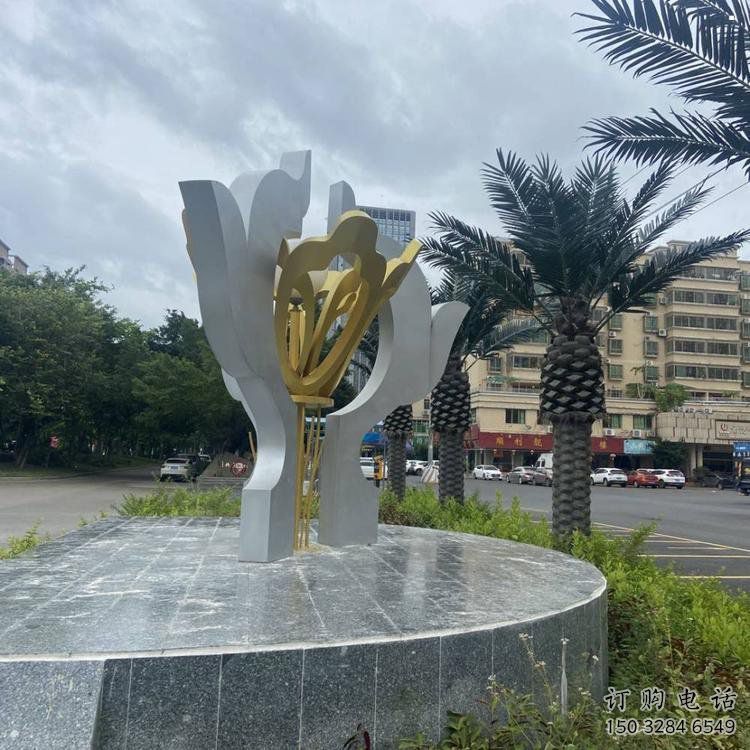 荷花雕塑工廠優選，城市裝飾，景觀不銹鋼荷花雕塑供給