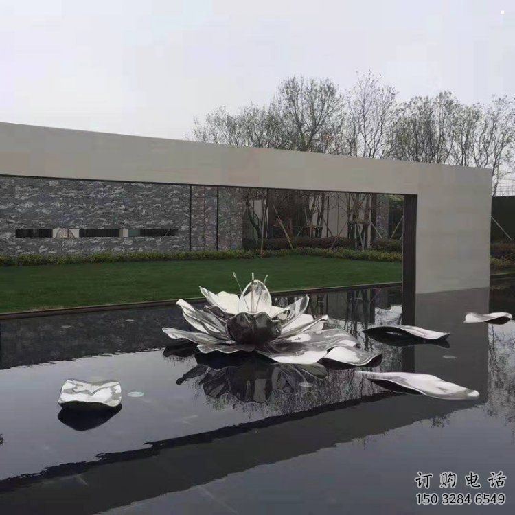 荷花雕塑精品，白鋼構件，鏡面荷花雕塑廠家