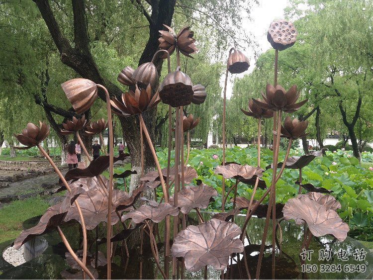 荷花雕塑擺件制造，藝術擺件，文化景觀銅荷花雕塑選定