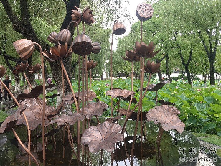 荷花雕塑供應，城區小品，戶外銅荷花雕塑制造商