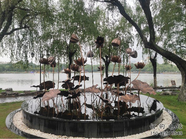 荷花雕塑生產，圓雕系列，別墅銅荷花雕塑生產商