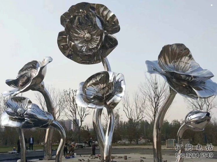 荷葉雕塑廠家選用，美陳雕塑，不銹鋼荷葉雕塑展示