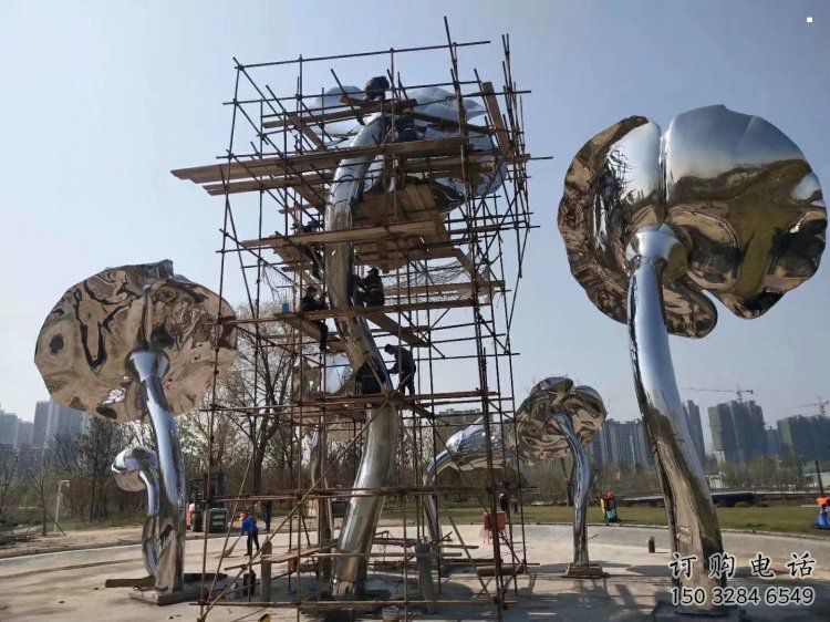 商場荷葉雕塑常用，公園小品，不銹鋼荷葉雕塑生產商