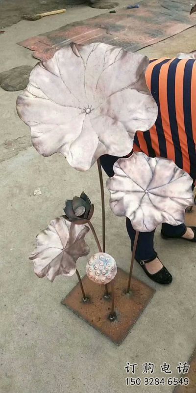 主題荷葉雕塑制作，美陳概念，銅荷葉雕塑生產廠家