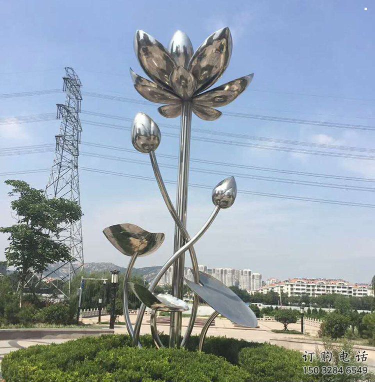 蓮花雕塑特供，美陳雕塑，制造鏡面蓮花雕塑廠家