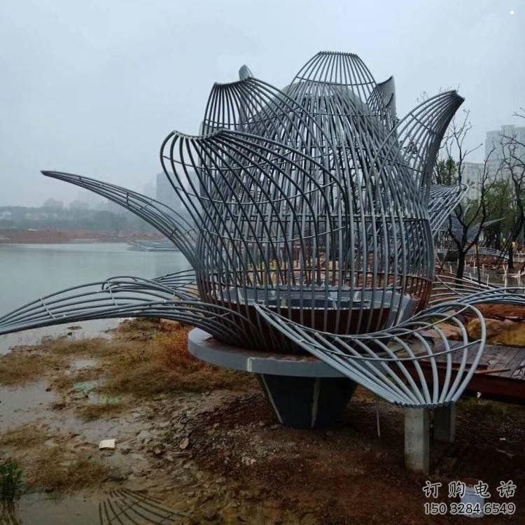 鏤空蓮花雕塑廠家，景區雕塑，景觀燈光蓮花雕塑指用