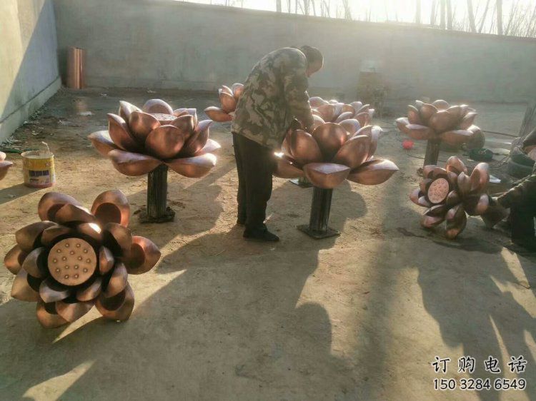 水蓮花銅雕塑承接，美陳雕塑，景觀水蓮花銅雕塑優(yōu)價