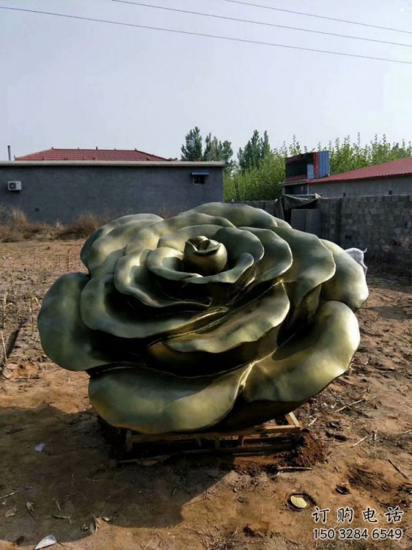 玫瑰花雕塑定做，廣場系列，玻璃鋼玫瑰花雕塑制作廠家