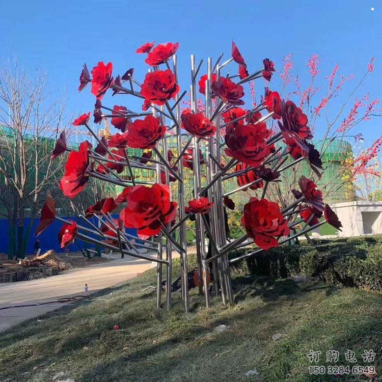 玫瑰花雕塑觀賞型，戶外雕塑，不銹鋼玫瑰花雕塑供給