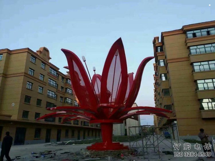 燈光花朵雕塑廠家，標識雕塑，展示燈光茶花雕塑優選