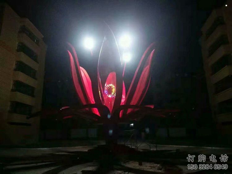 燈光花朵雕塑常用，公園小品，燈光茶花雕塑生產商
