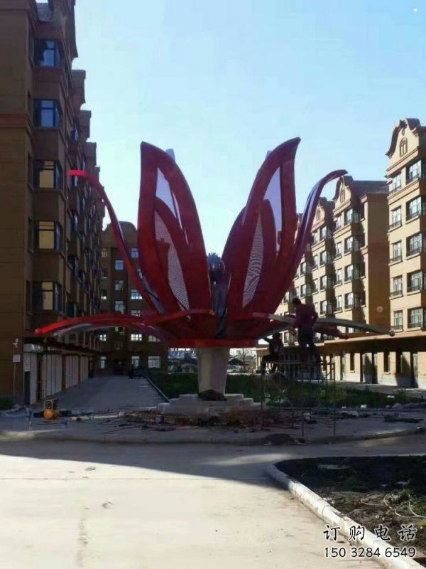 燈光花朵雕塑制造，景觀雕塑，戶外燈光茶花雕塑廠家