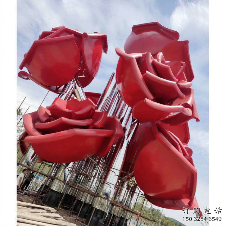 玫瑰花朵雕塑精選，美陳雕塑，玫瑰花朵雕塑制作