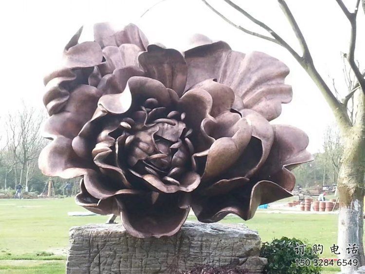 牡丹花雕塑標準，廣場雕塑，牡丹花銅雕塑廠家