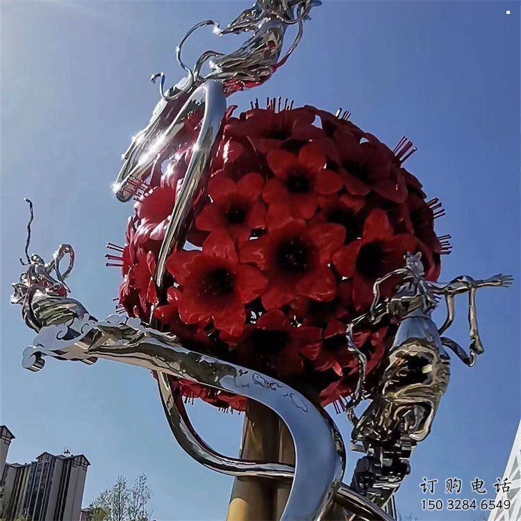 牡丹花雕塑供需，彩鋼制作，大型牡丹花花朵雕塑公司