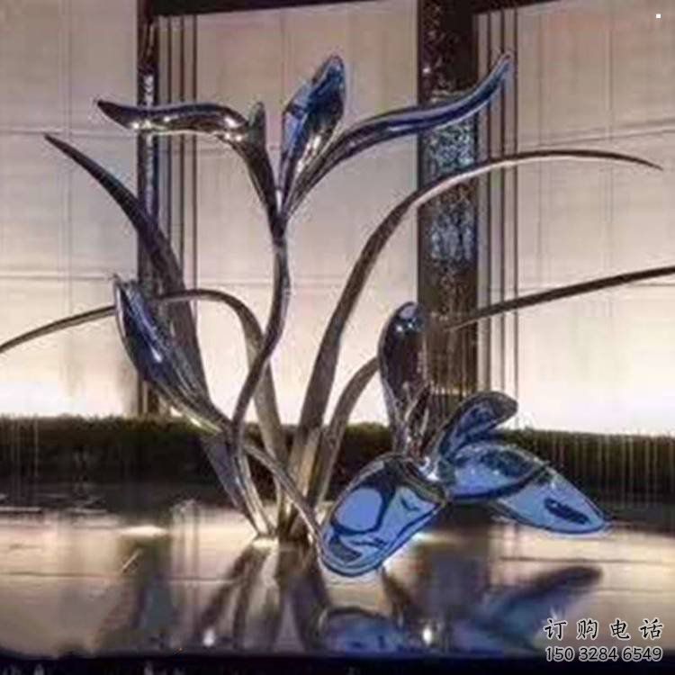 鏡面蘭花雕塑