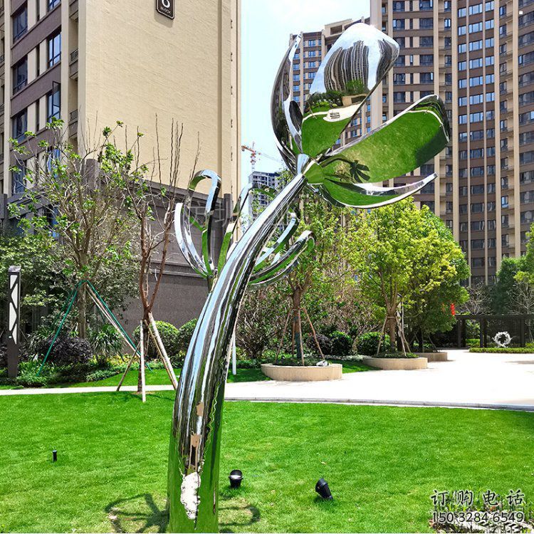 百合花雕塑服務(wù)商，美陳雕塑，不銹鋼百合花雕塑廠