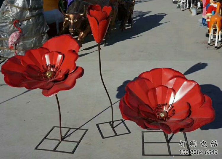 風車花雕塑定價，地標擺件，烤漆不銹鋼風車花雕塑精選