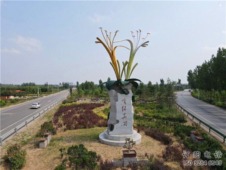 金銀花雕塑生產商，街頭藝術，不銹鋼金銀花雕塑廠家