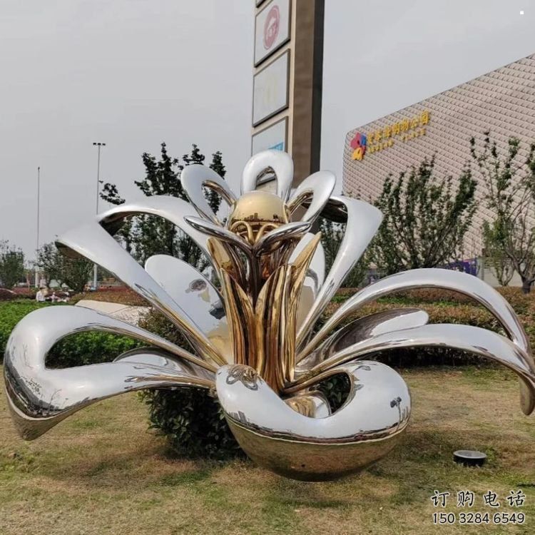 茉莉花雕塑訂做，城市裝飾，不銹鋼茉莉花雕塑制作