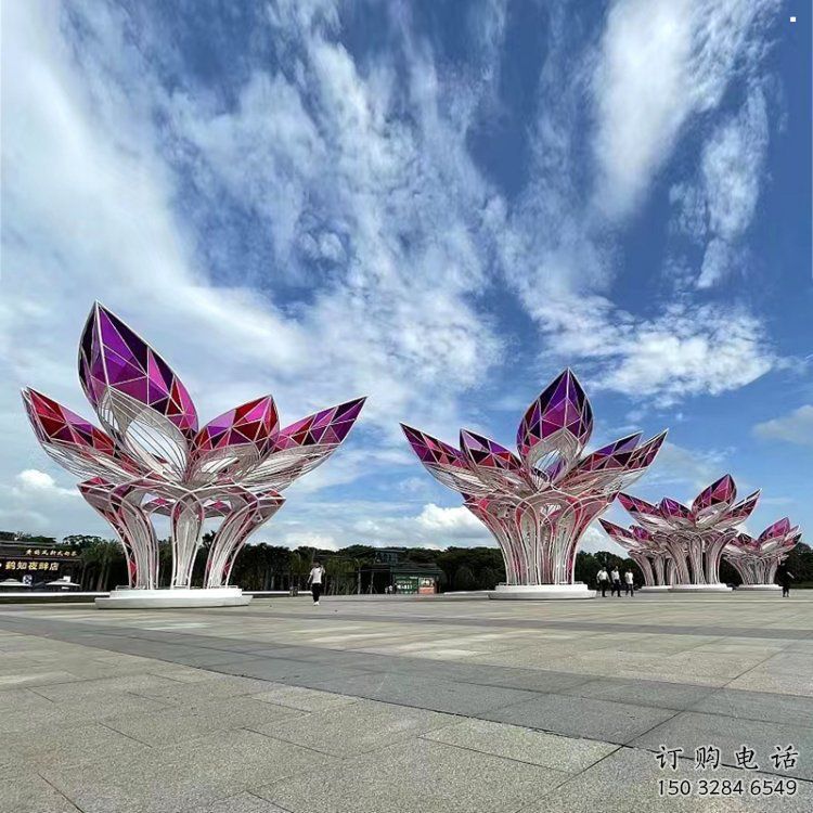 茉莉花雕塑制作，陸地?cái)[件，不銹鋼茉莉花雕塑制造商