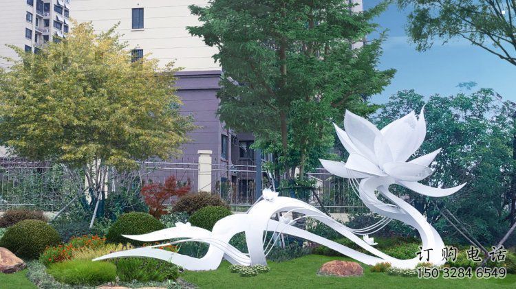 山茶花雕塑供求，美陳雕塑，不銹鋼山茶花雕塑優選