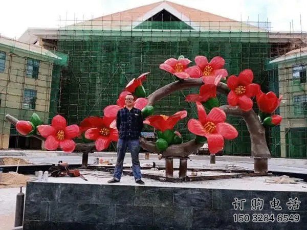 桃花雕塑供需，美陳雕塑，仿真桃花雕塑廠家承接