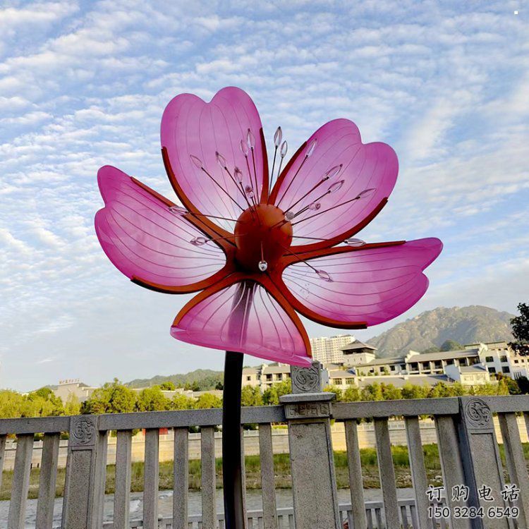 桃花雕塑生產(chǎn)廠家，村標(biāo)概念，烤漆桃花雕塑承接