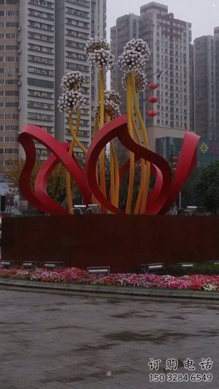 鏤空梧桐花雕塑制造商，景觀雕塑，梧桐花雕塑供給