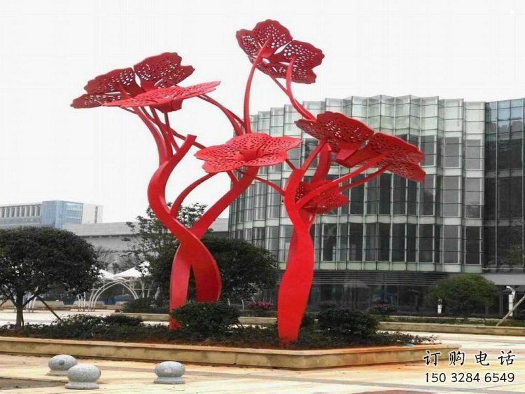 梧桐花雕塑標準，彩鋼制作，不銹鋼梧桐花雕塑優價