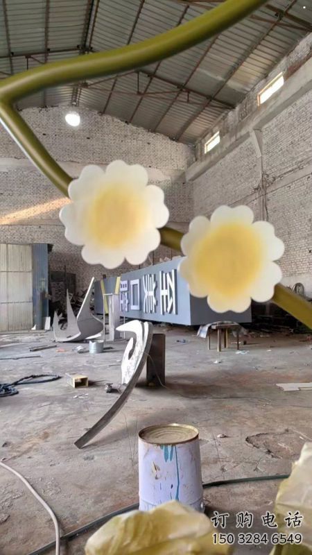 梧桐花雕塑制造商，城區小品，不銹鋼梧桐花雕塑定制廠家