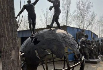 地球儀雕塑精選，景區(qū)雕塑，景觀地球儀人物雕塑提供