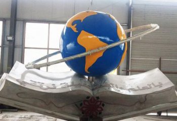 書籍雕塑展品，小區(qū)雕塑，書籍地球儀雕塑制作精選