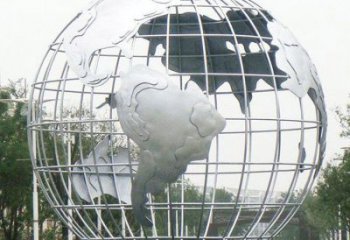 大型地球儀雕塑常用，戶(hù)外擺放，鏡面地球儀雕塑廠家