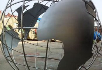 庭院地球儀雕塑，鍍金歐式雕塑，網格形式