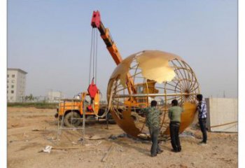 地球儀雕塑安裝，標識雕塑，烤漆地球儀雕塑優選