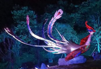 鳳凰雕塑專供，廣場(chǎng)雕塑，發(fā)光鳳凰雕塑標(biāo)準(zhǔn)制作商