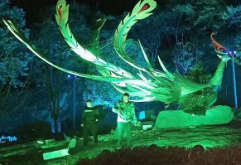 中式鳳凰雕塑定價，街頭雕塑，發光鳳凰雕塑制作廠家