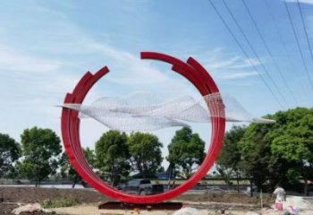 鳳凰雕塑批發，美陳雕塑，不銹鋼圓環鳳凰雕塑標準